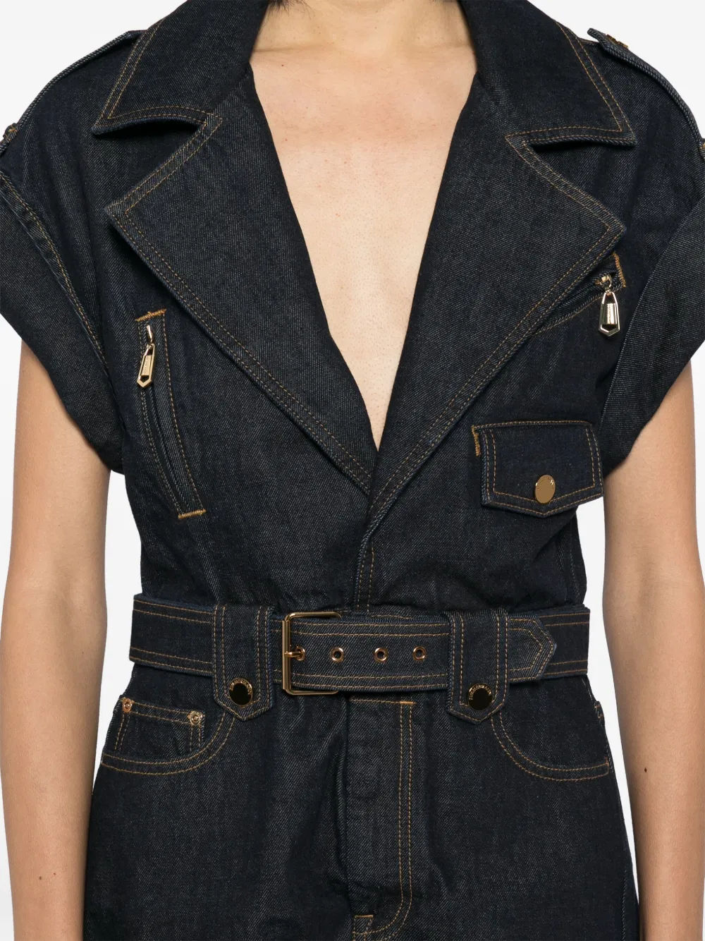 ZIMMERMANN Crush denim playsuit Blauw