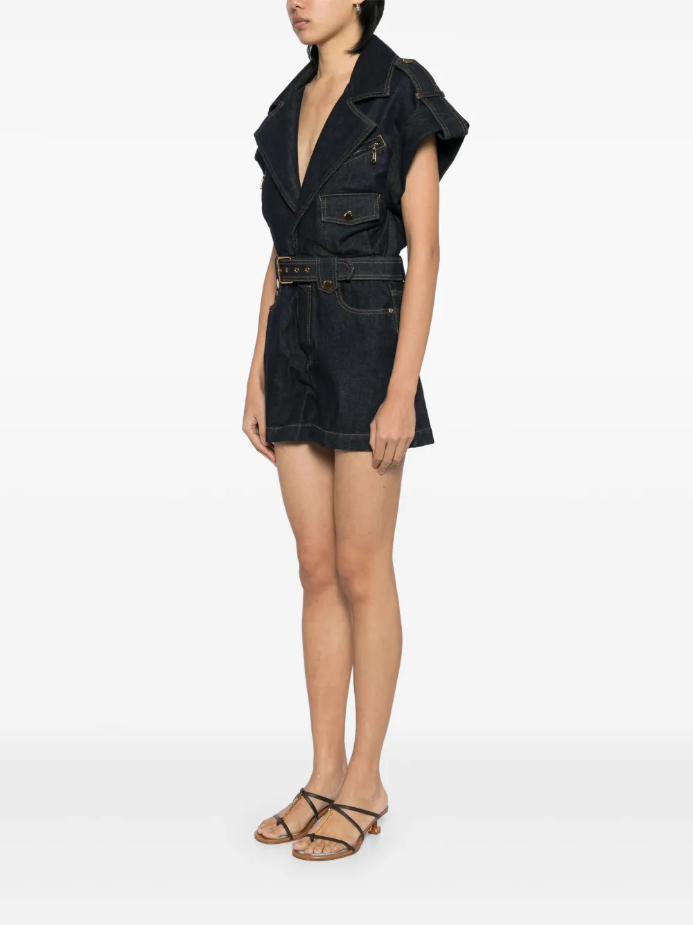 ZIMMERMANN Crush denim playsuit Blauw