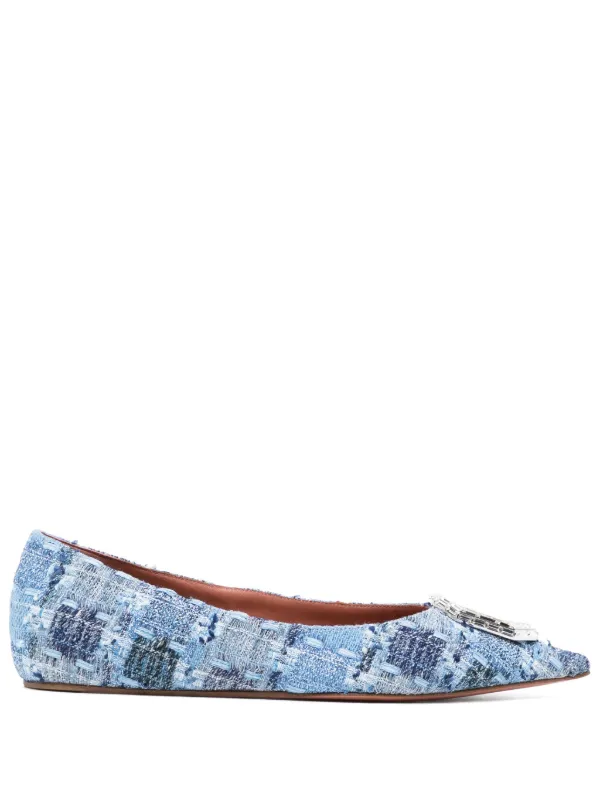 Amina Muaddi Camelia Ballet Flats in Blue
