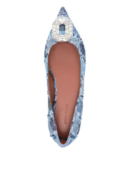 Amina Muaddi Camelia ballet flats CAMELIAFLATTWEEDBLUE - 3