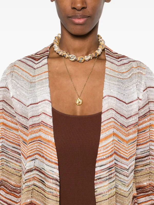Missoni chevron-woven Lurex cardi-coat | Neutrals | FARFETCH ID