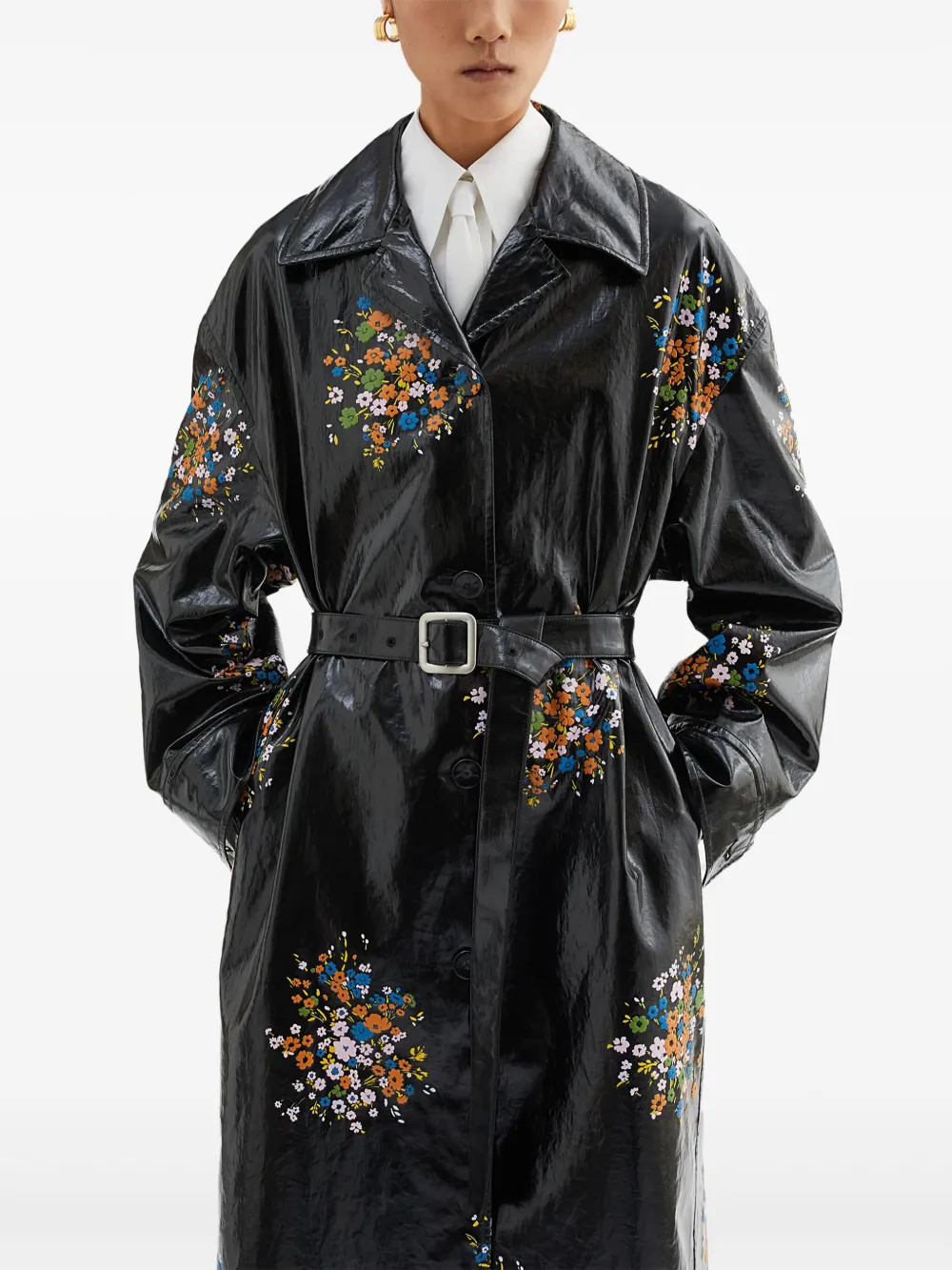 Shop Jil Sander Printed Trench Coat In Black