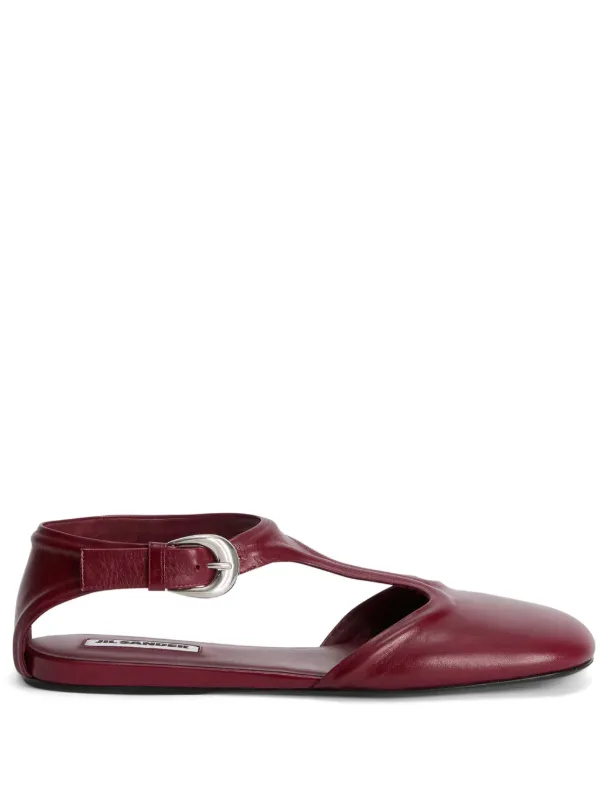 ★Jil Sander★ Ankle strap ballerina shoes J15WZ0012P4864276 Jil Sander Mary Jane Ballerina Shoes | Red | FARFETCH