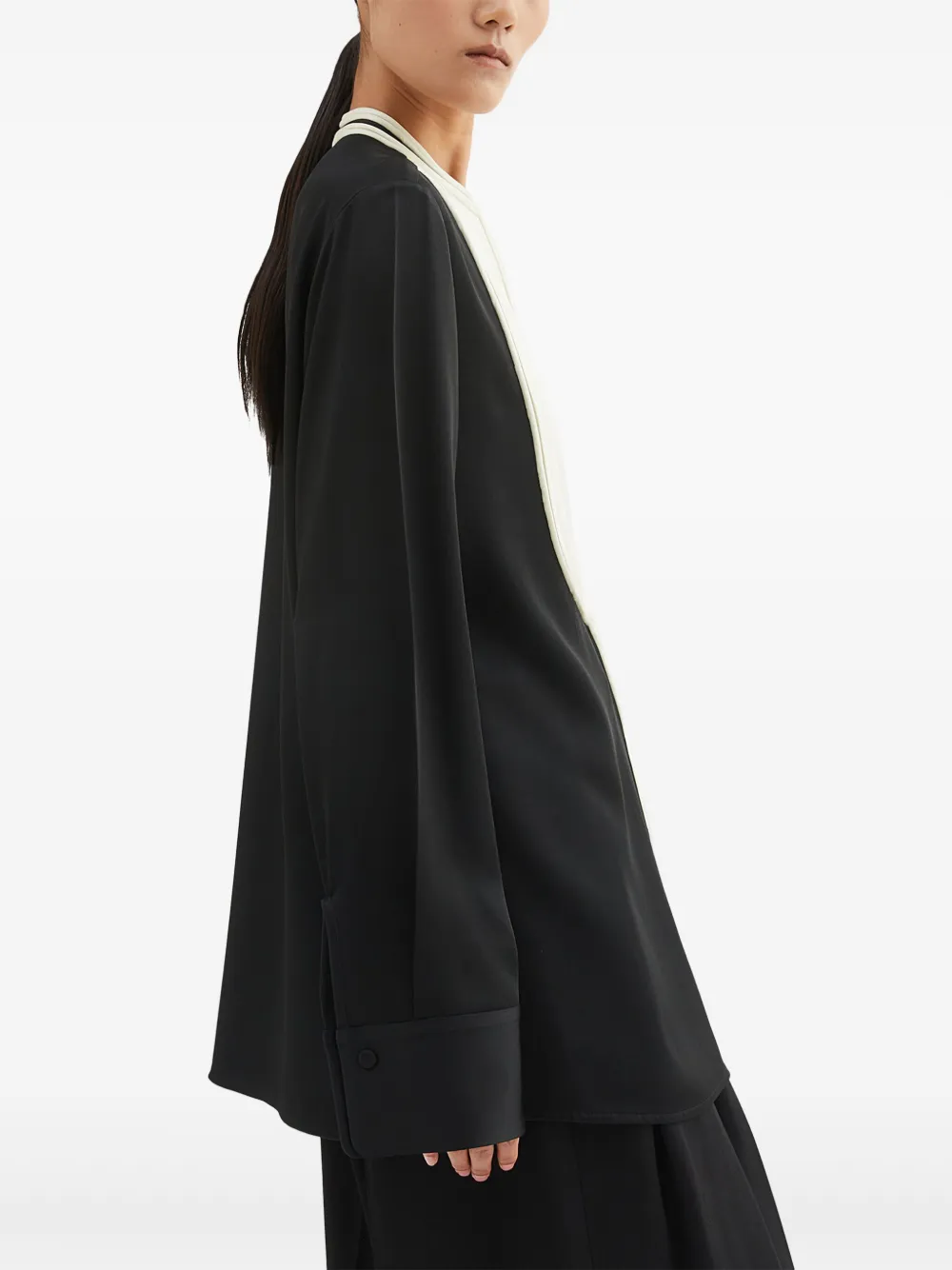 Jil Sander Shirt met contrasterende bies Zwart
