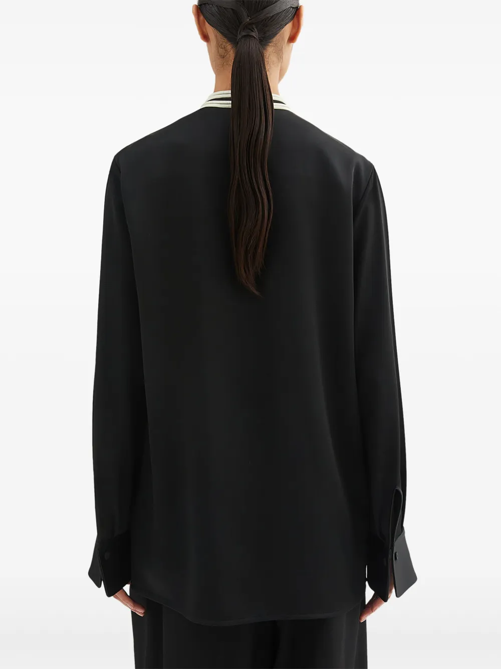 Jil Sander Shirt met contrasterende bies Zwart