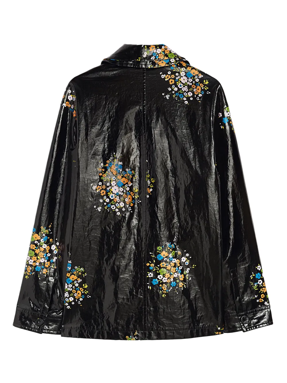 Jil Sander Shirtjack met bloemenprint Zwart