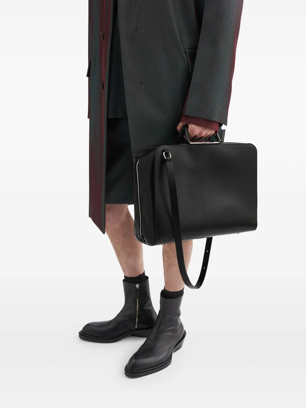 Jil Sander Leren aktetas Zwart