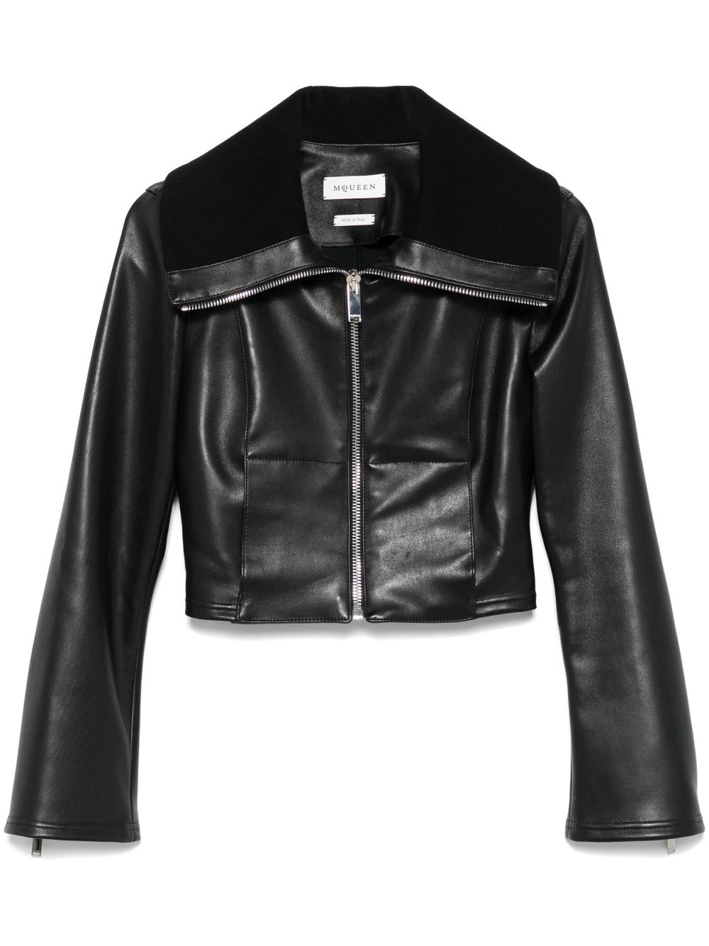 Alexander McQueen folded-collar leather jacket - Black