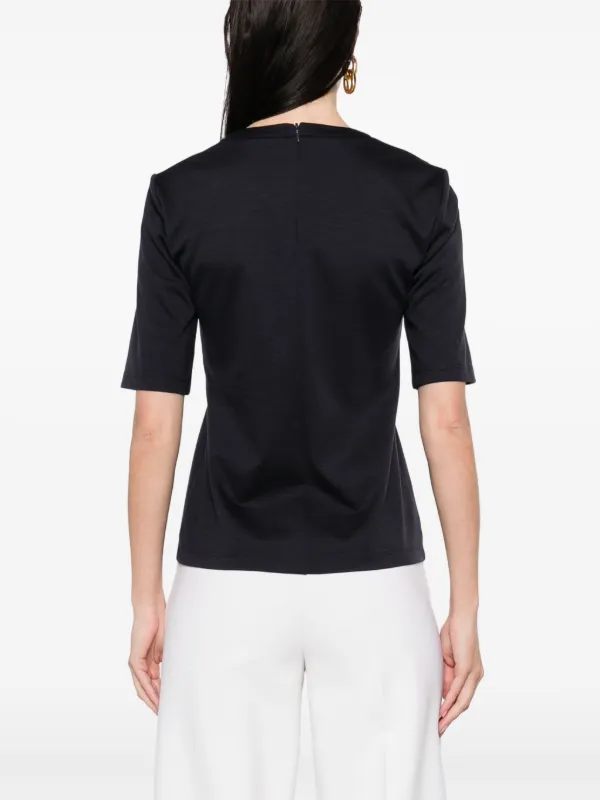 Tシャツ・カットソー MAX MARA Peter wool t-shirt with embossed frontal logo Nero Peter embroidered wool T-shirt in black - Max Mara | Mytheresa
