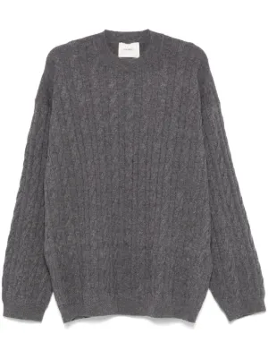 KAMIYA cable-knit Distressed Sweater | Black | FARFETCH