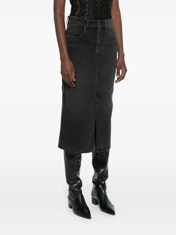 ISABEL MARANT Britt Midi Skirt | Black | FARFETCH JO
