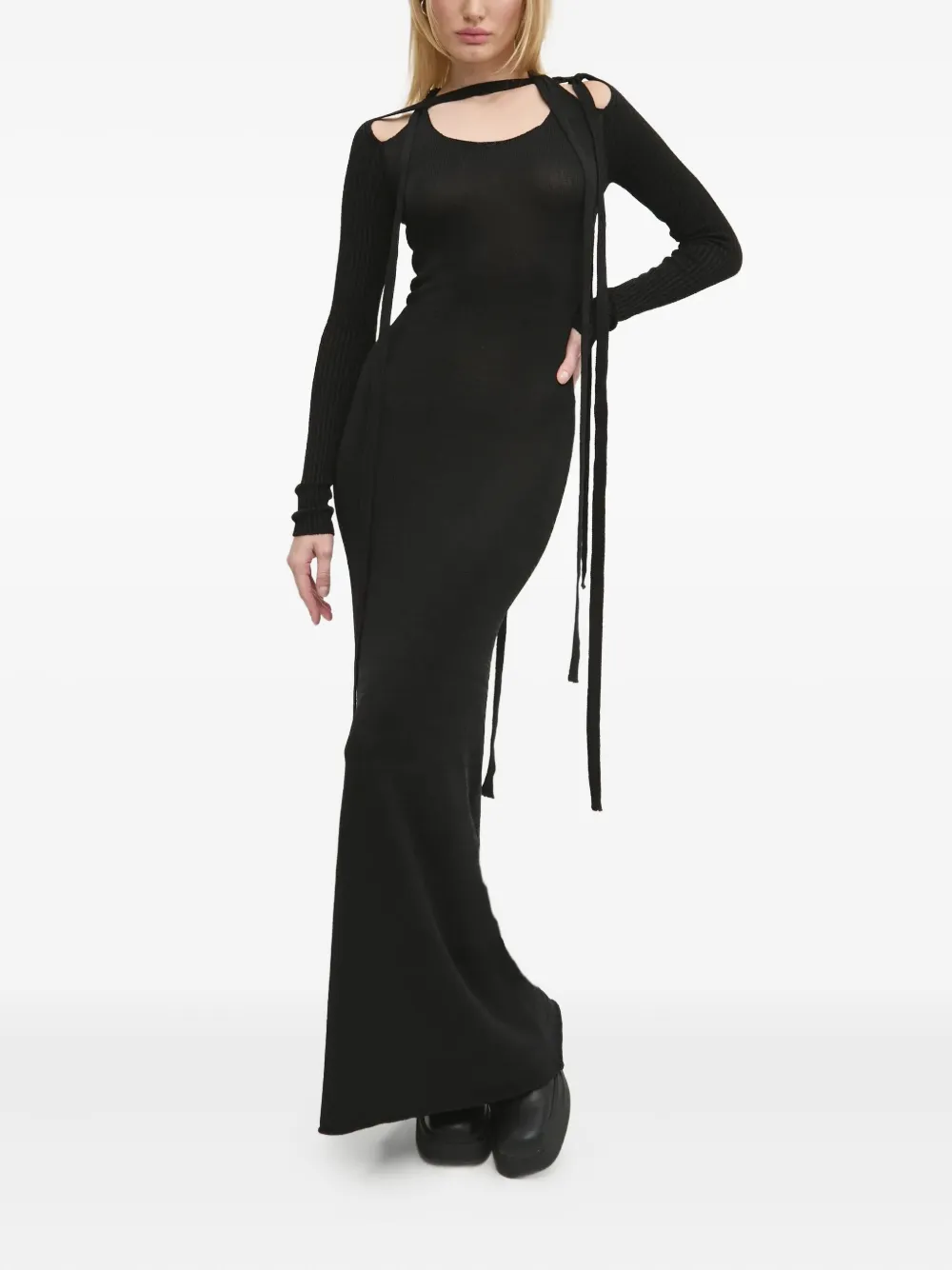 Y/Project cut-out tie maxi dress - ブラック Y/Project cut-out tie maxi dress - ブラック