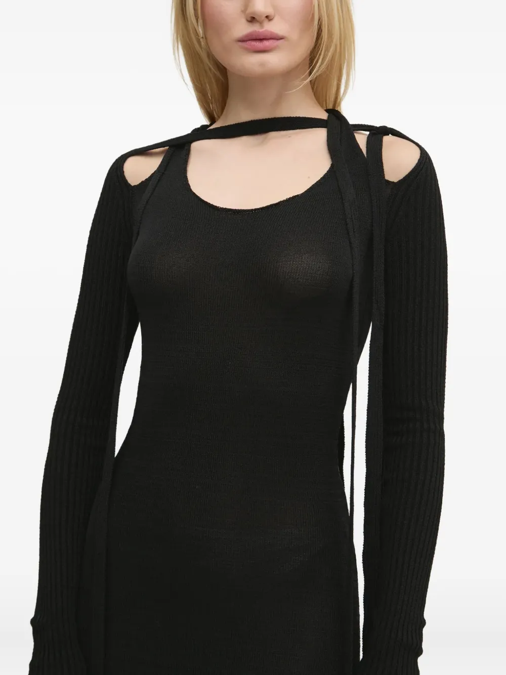 Y Project Maxi-jurk met uitgesneden details en strik Zwart