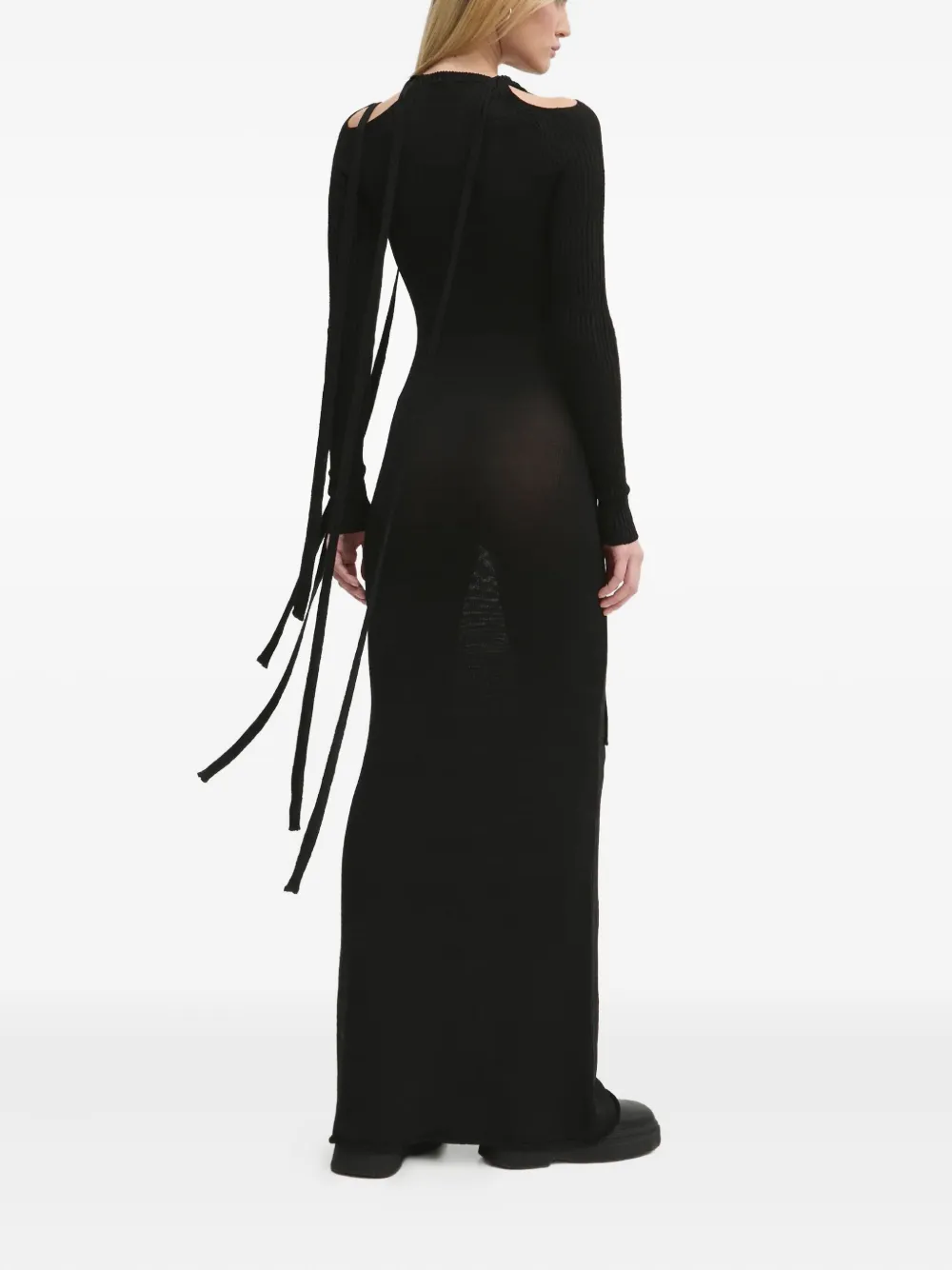 Y Project Maxi-jurk met uitgesneden details en strik Zwart