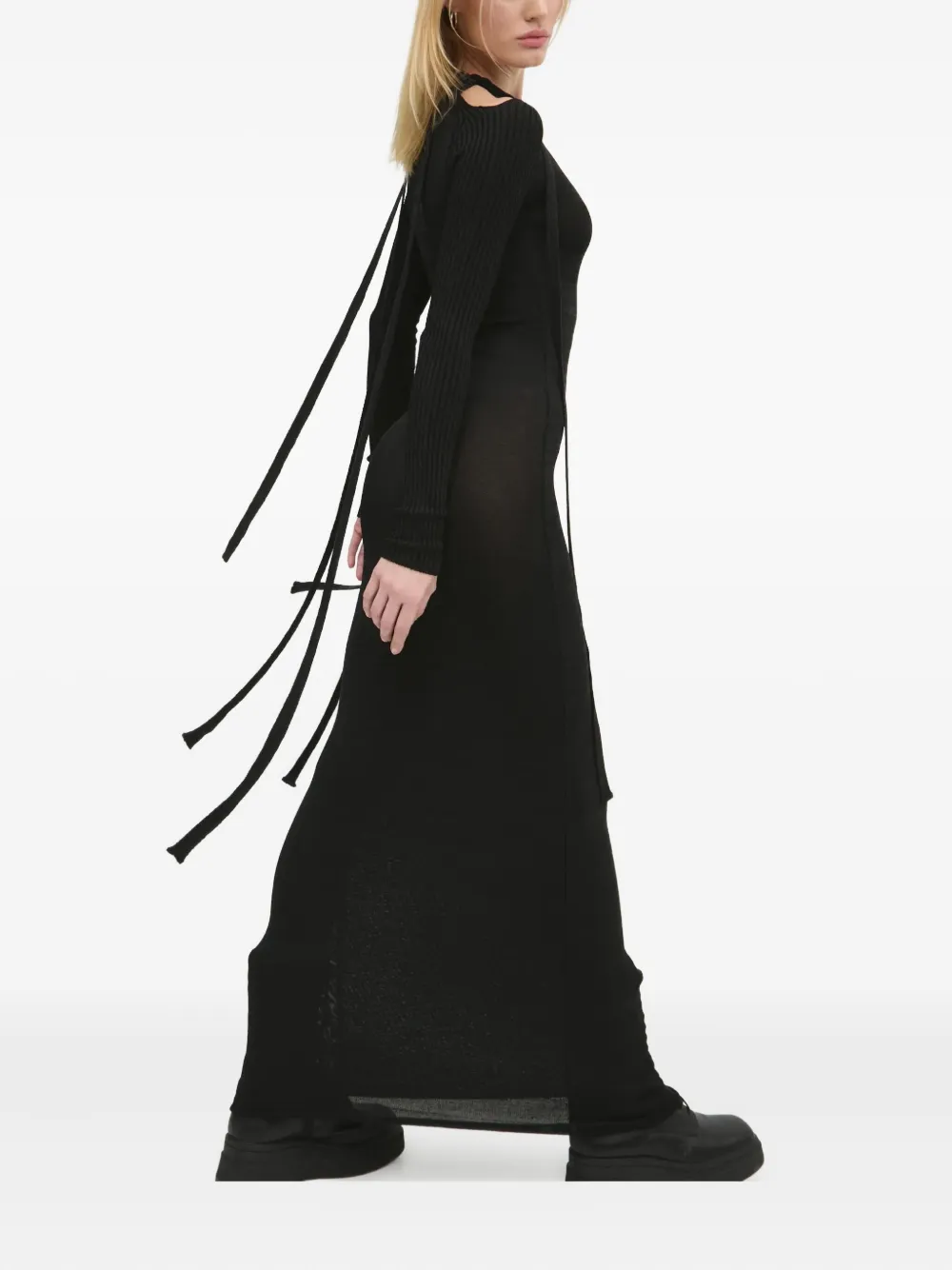 Y Project Maxi-jurk met uitgesneden details en strik Zwart