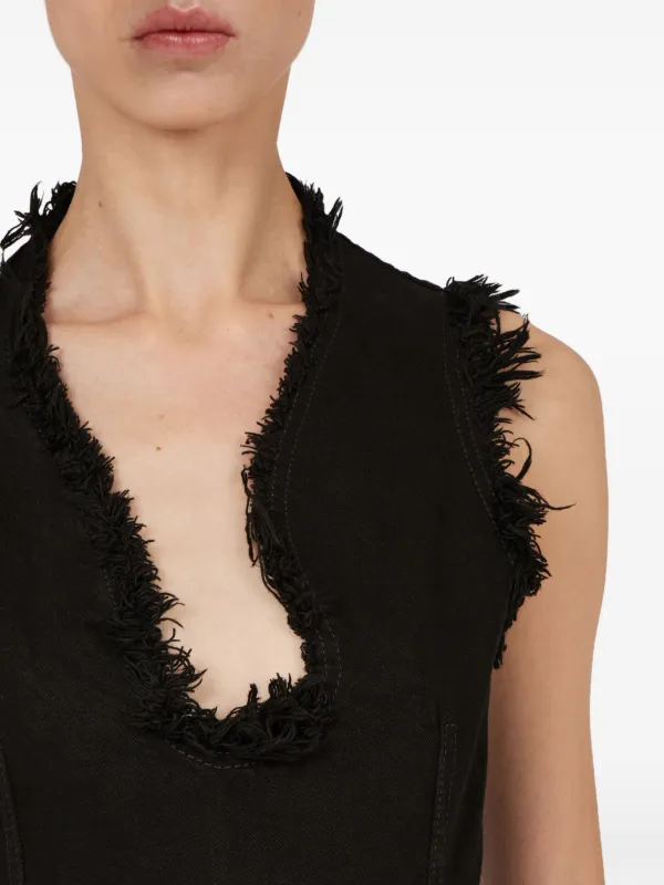 Ferragamo frayed-brim Mini Dress | Black | FARFETCH