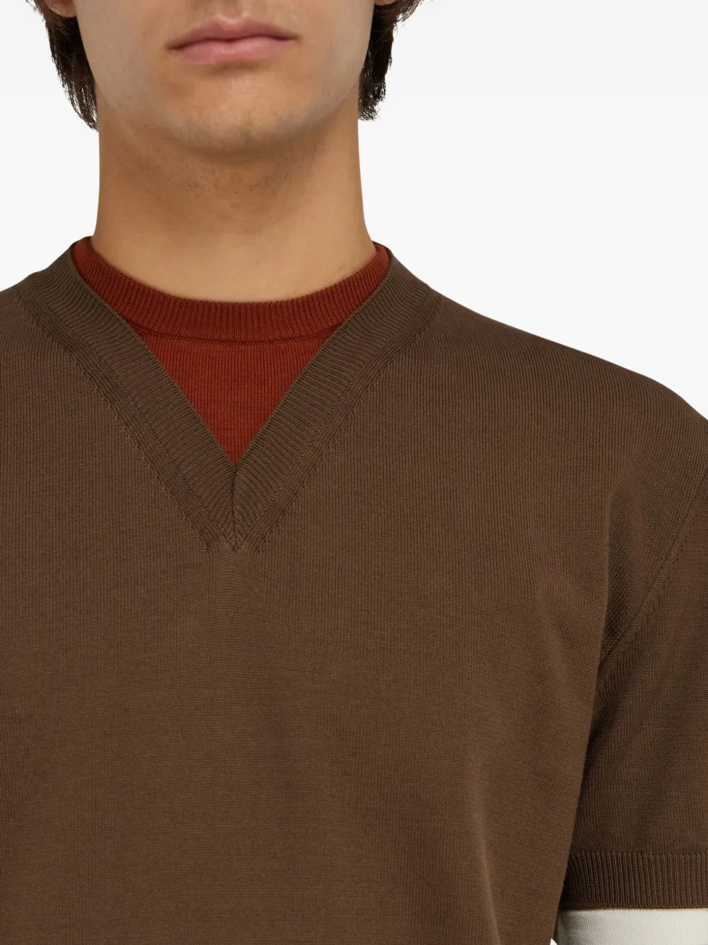 Ferragamo Gelaagd gebreid T-shirt Bruin
