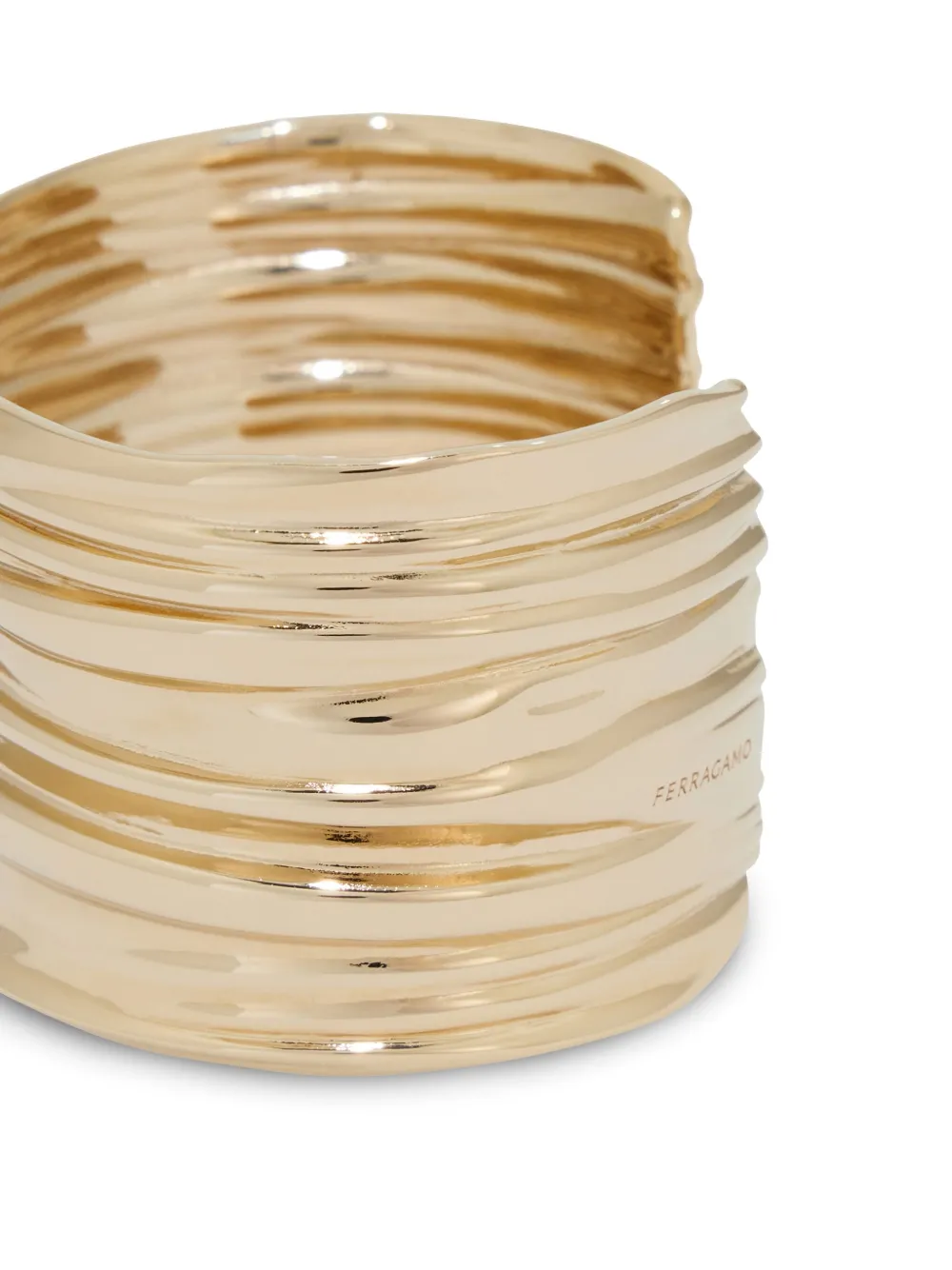 Ferragamo Large Draped Bangle Bracelet In Gold