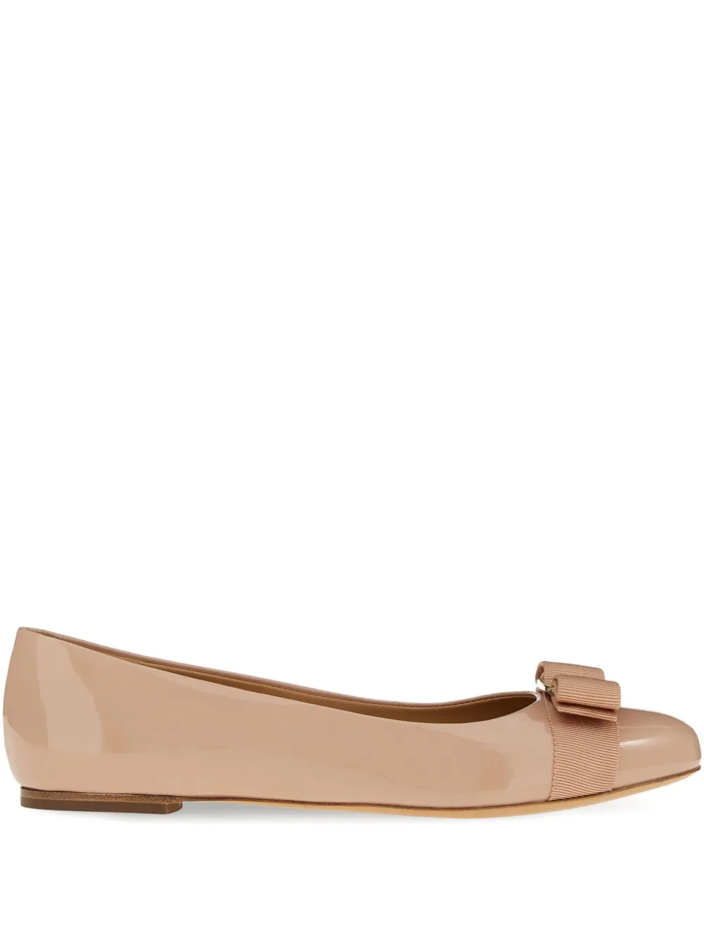 Ferragamo Varina patent bow-detail ballet flats Neutrals