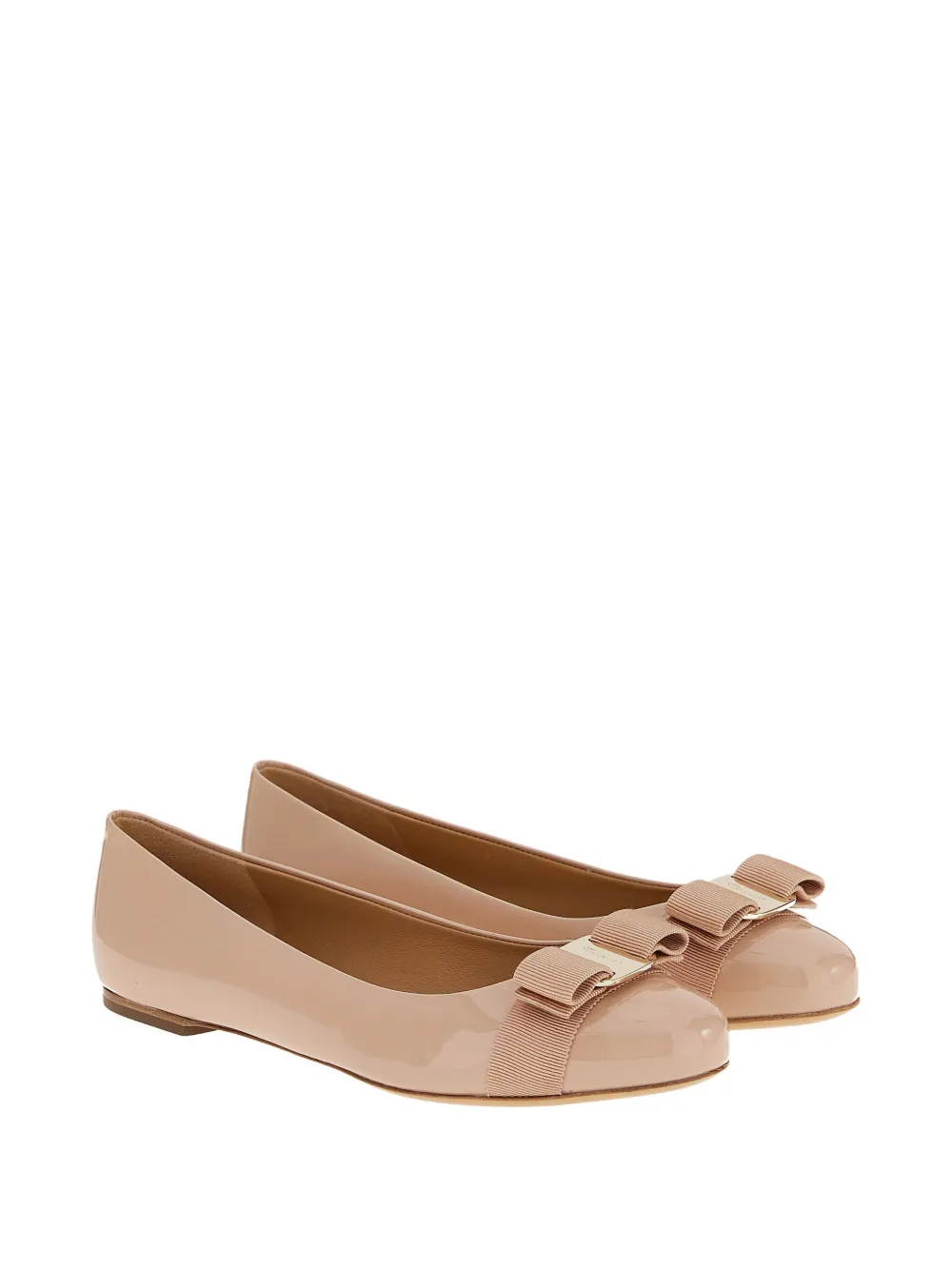 Ferragamo Varina patent bow-detail ballet flats Neutrals