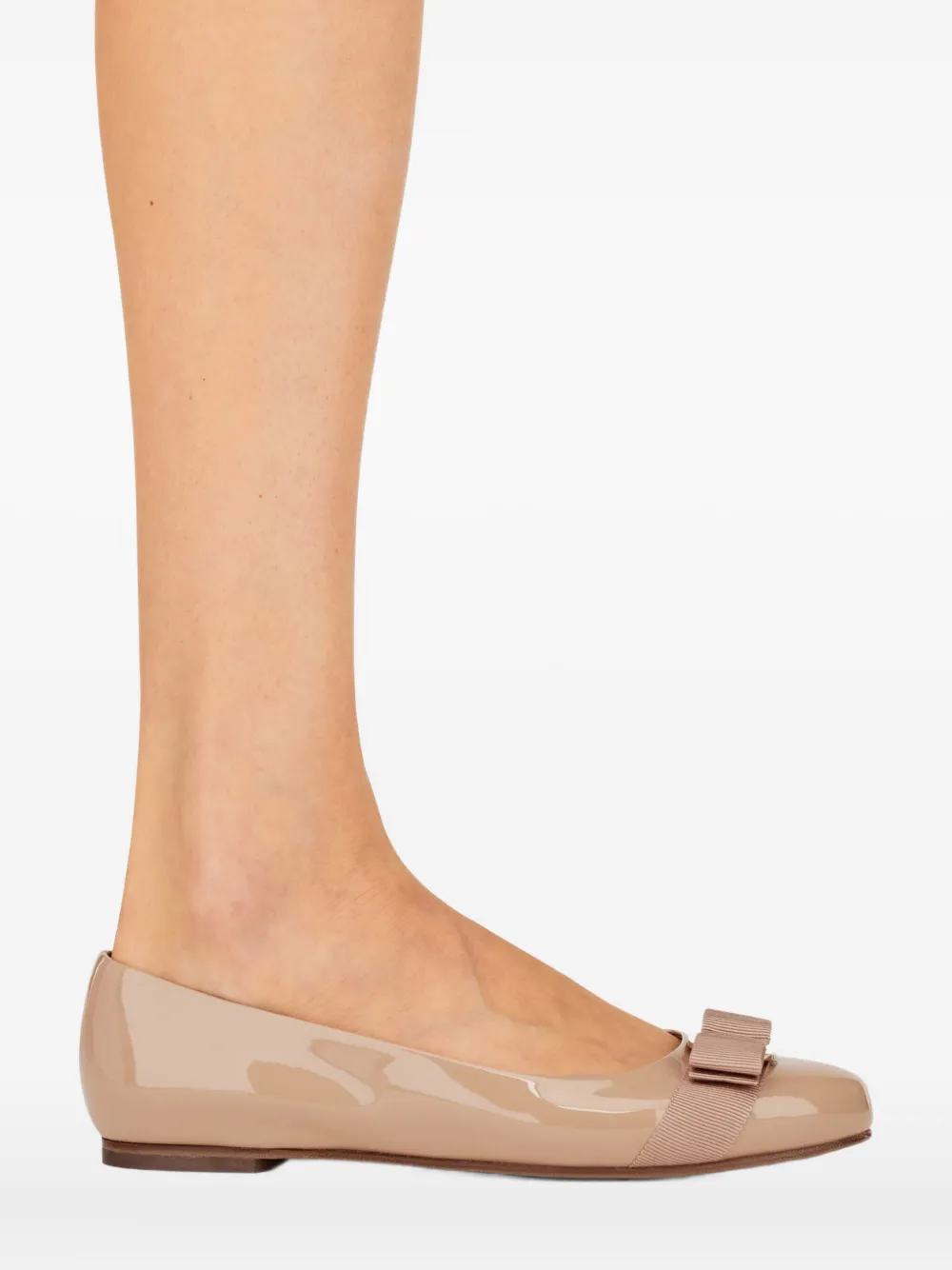 Ferragamo Varina patent bow-detail ballet flats Neutrals
