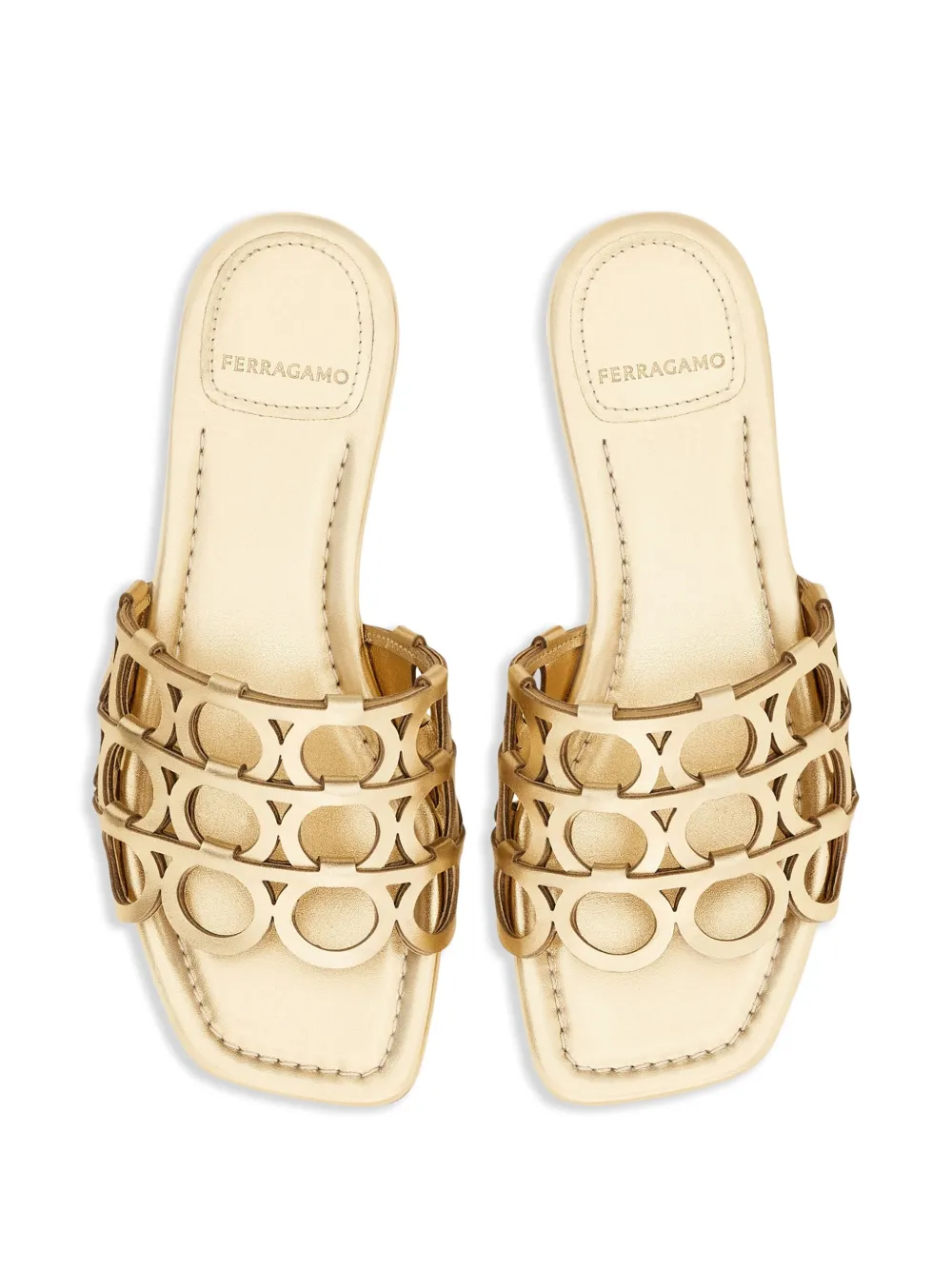 Ferragamo Gancini slides Gold