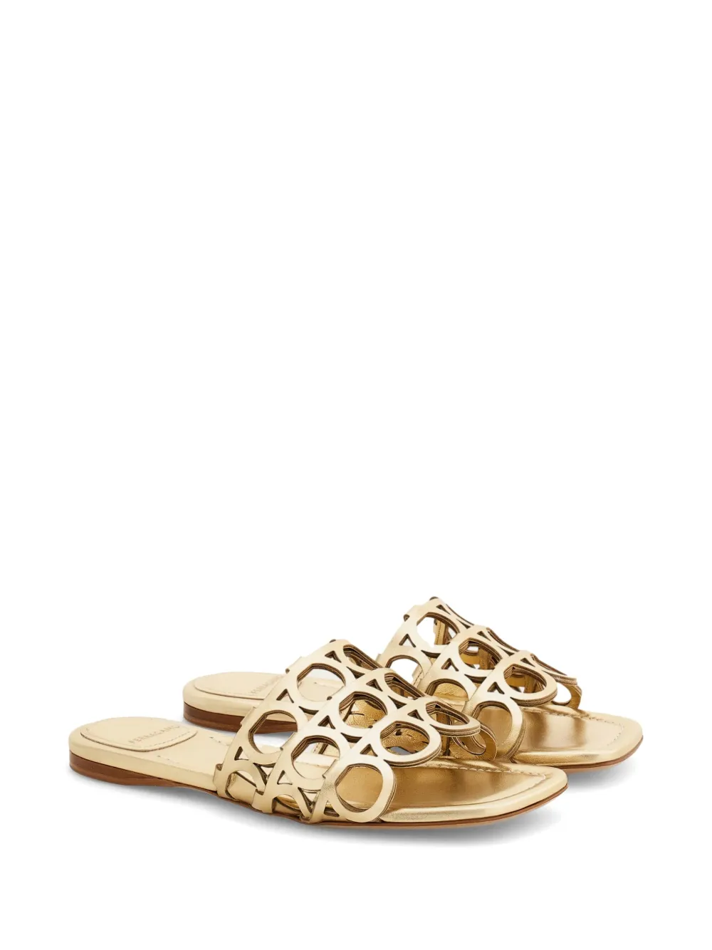 Ferragamo Gancini slides Gold