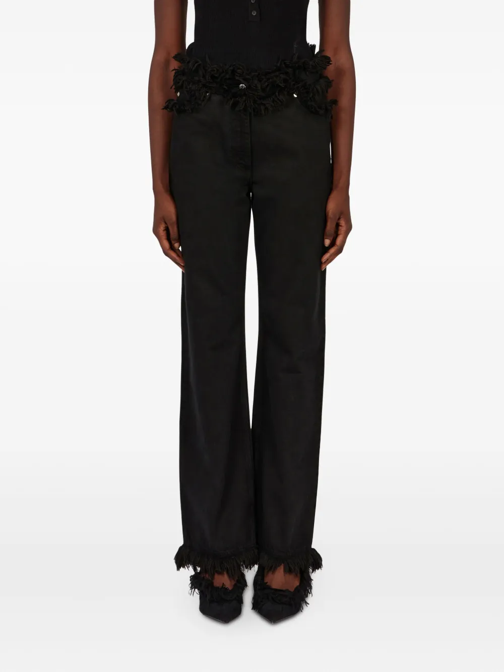 Ferragamo Straight jeans met franje Zwart