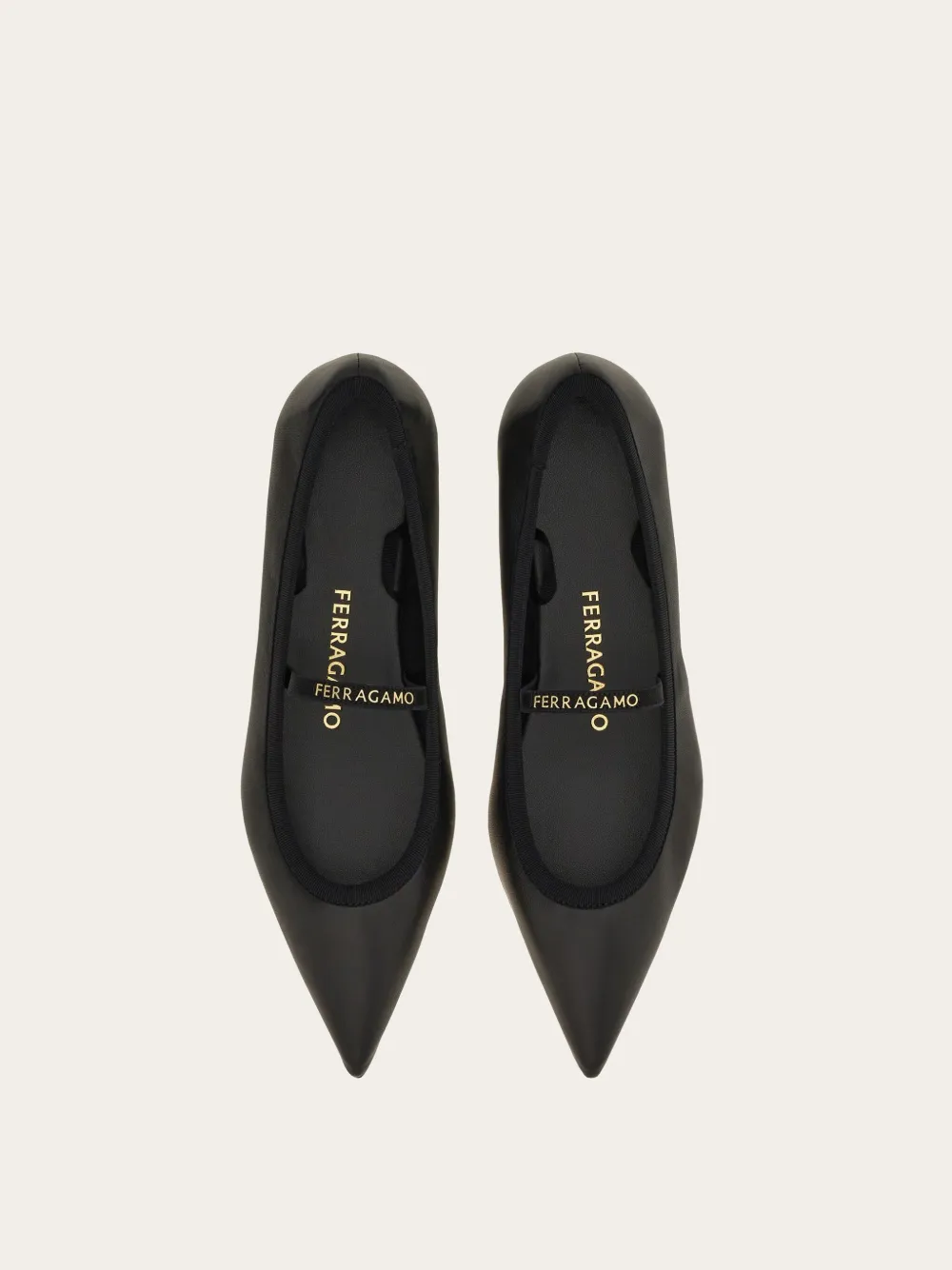 Ferragamo Carice Satin Ribbon Tapered Ballerinas In Black In Black