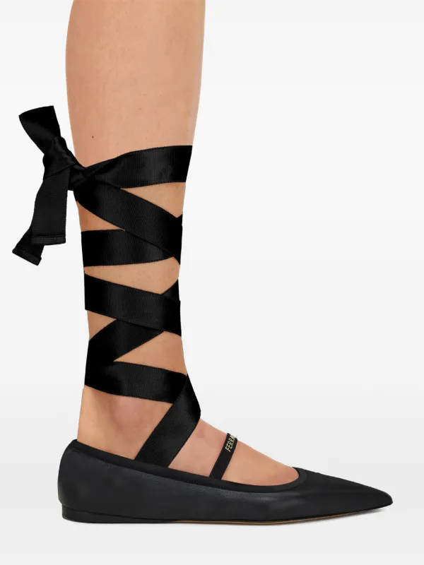Ferragamo レザー フラットシューズ | ブラック | FARFETCH JP