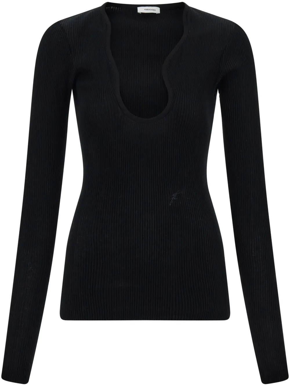 Ferragamo suéter con cuello rasgado | negro | Image 1