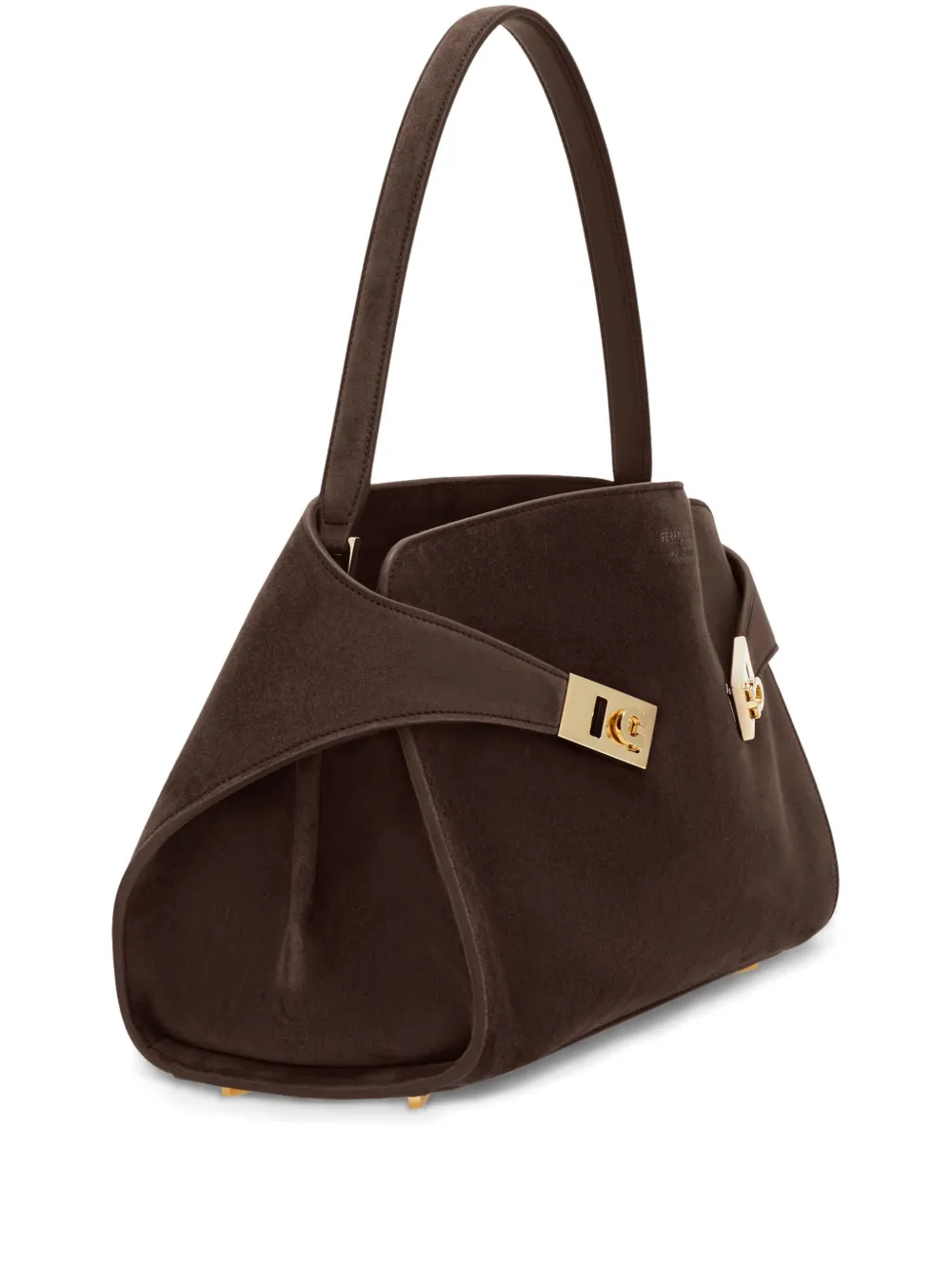 Ferragamo Hug Slouchy Suede Shoulder Bag In Brown
