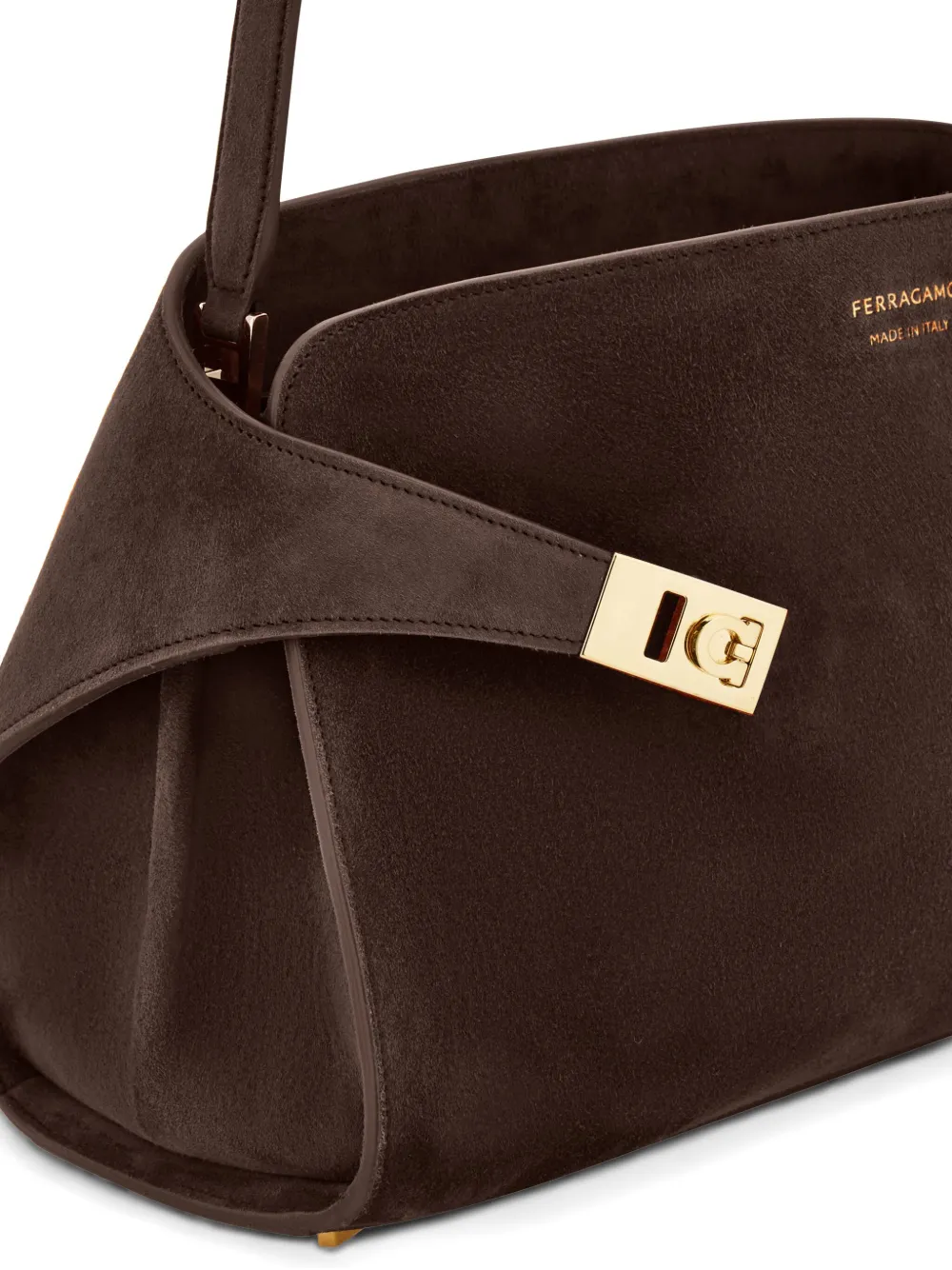 Ferragamo Hug Slouchy Suede Shoulder Bag In Brown