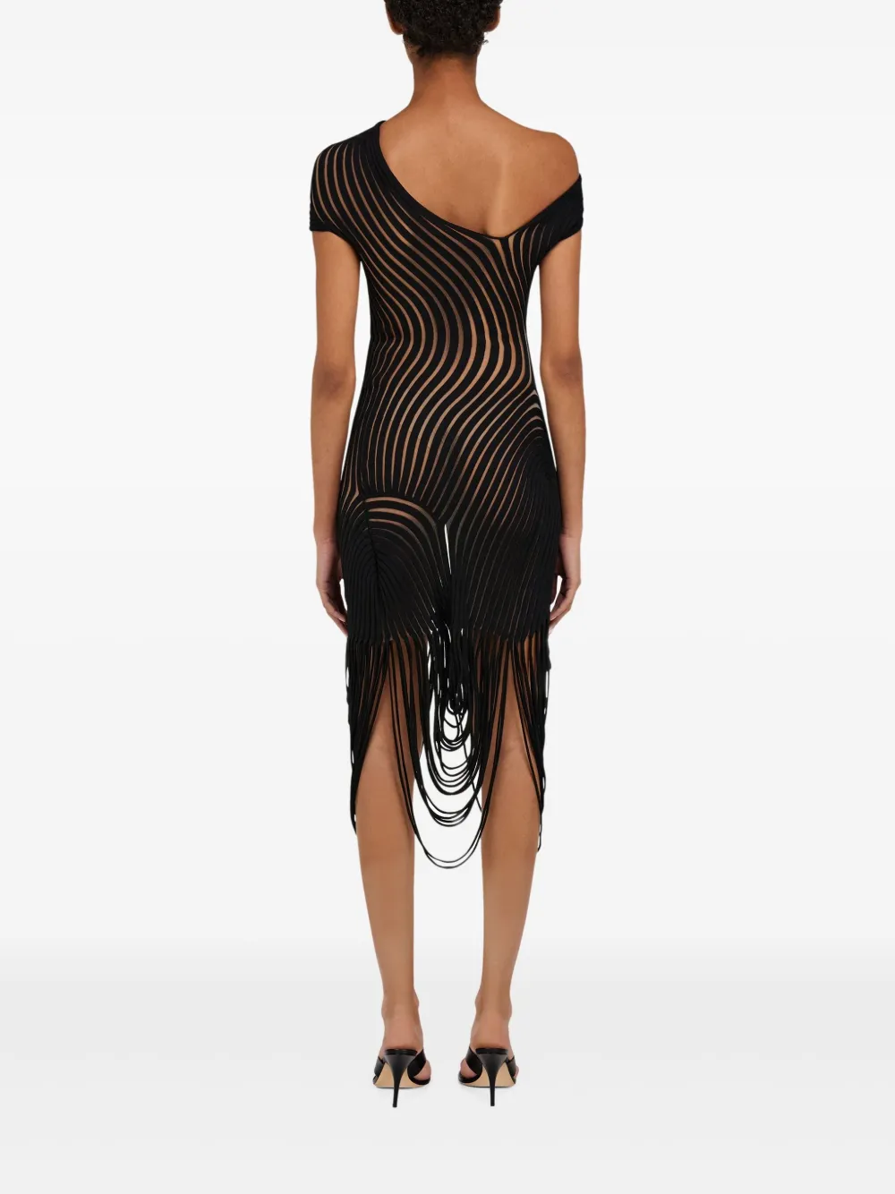 Ferragamo Asymmetrische midi-jurk Zwart