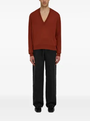 【送料&関税込】Ferragamo V-neck Sweater Ferragamo Jacquard Piano Print Sweater, Size Large 122232