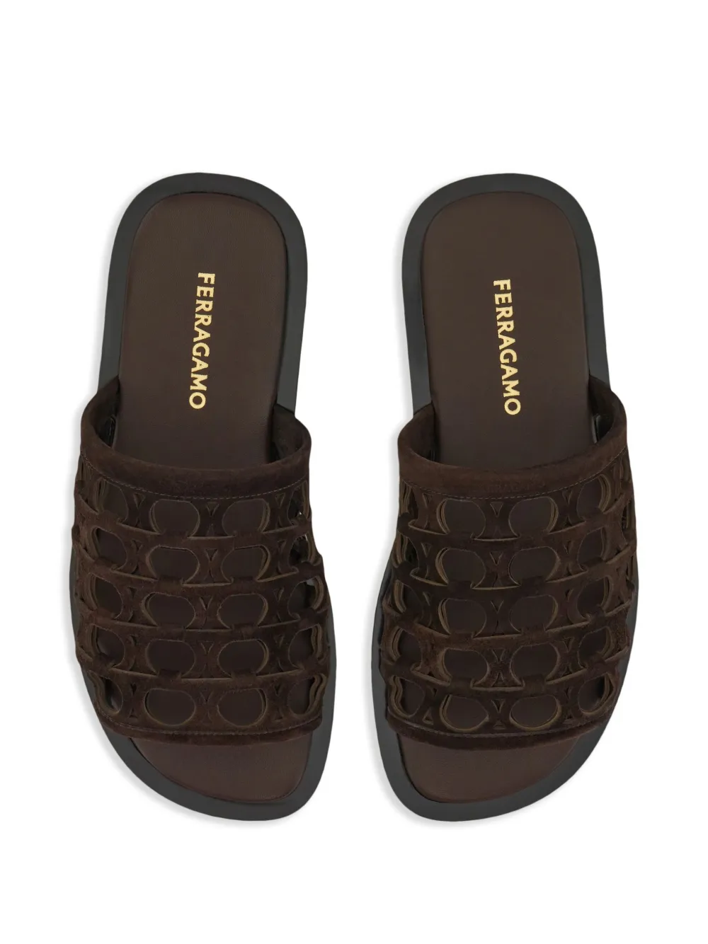 Ferragamo Gancini slides Brown