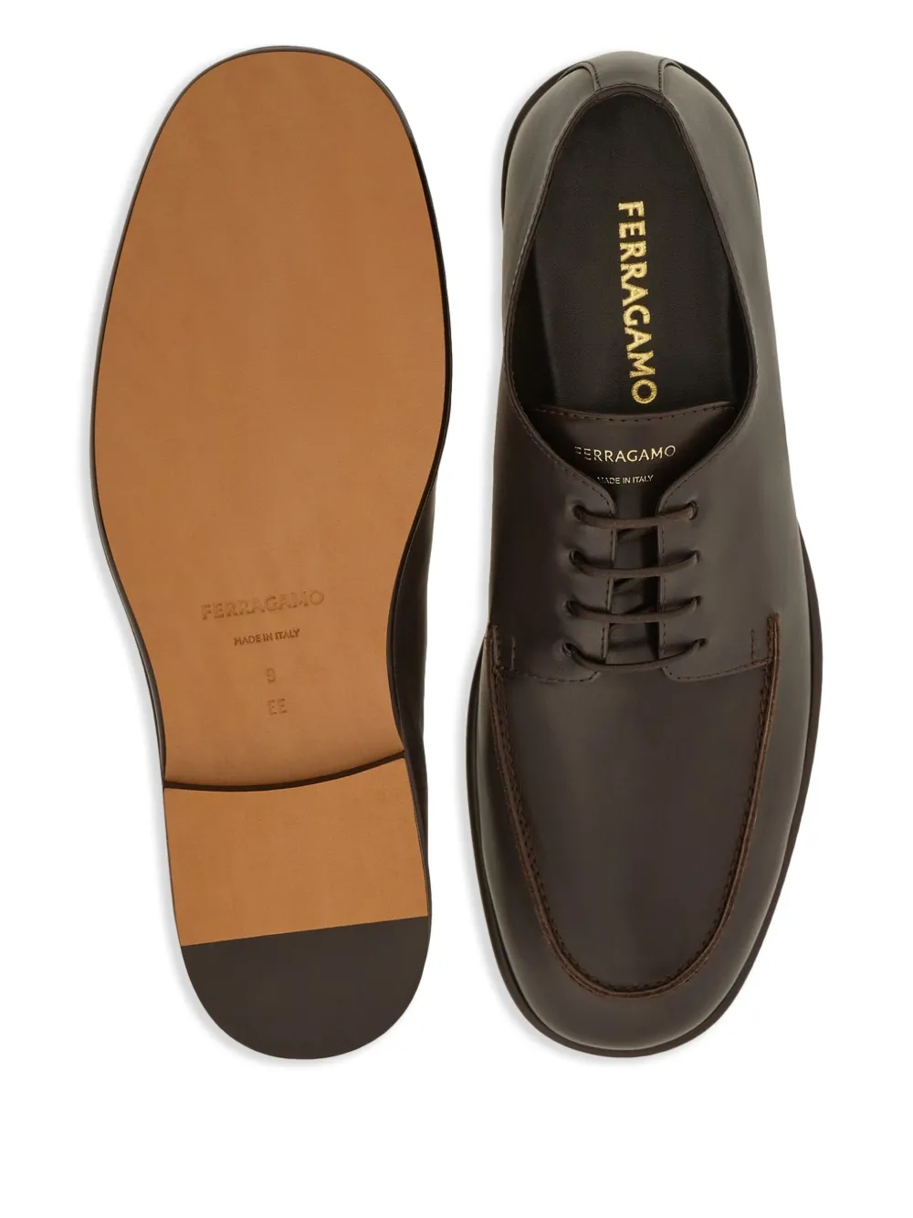 Ferragamo Leren derby schoenen Bruin