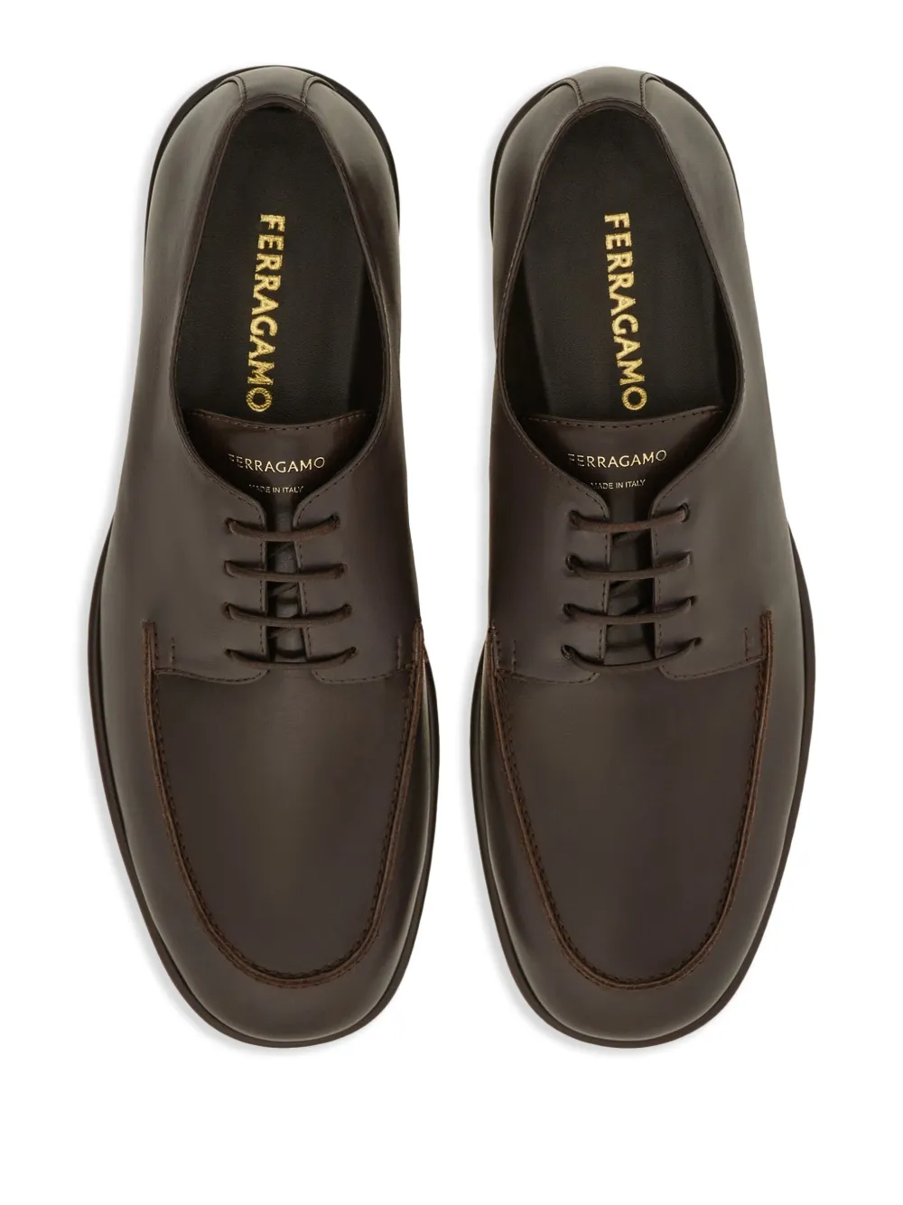 Ferragamo Leren derby schoenen Bruin