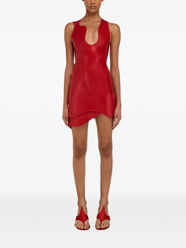 Ferragamo Leather Mini Dress | Red