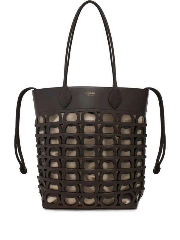 Ferragamo Medium Gancini Tote Bag in Brown