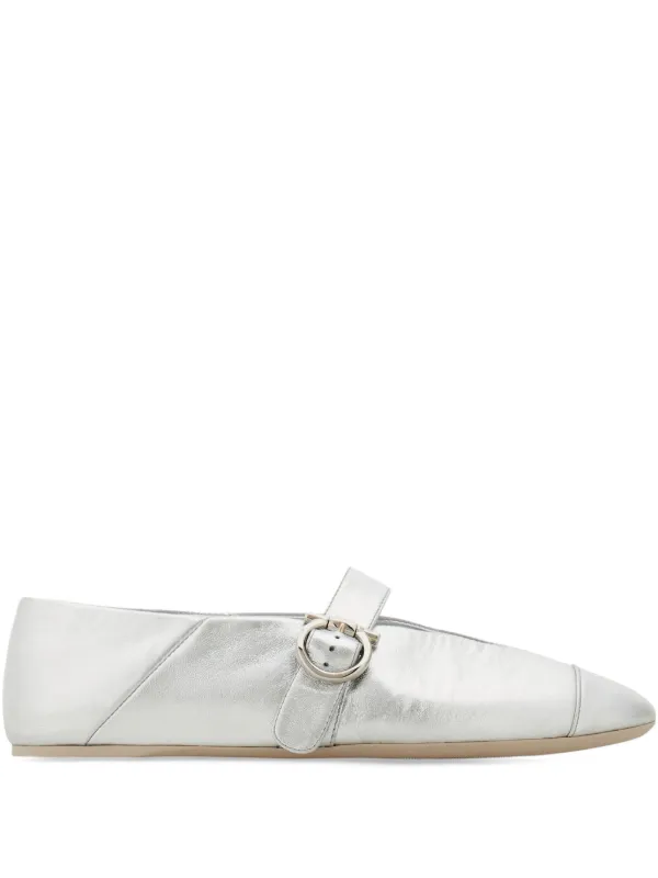 Ferragamo Gancini Ballet Flats in Silver