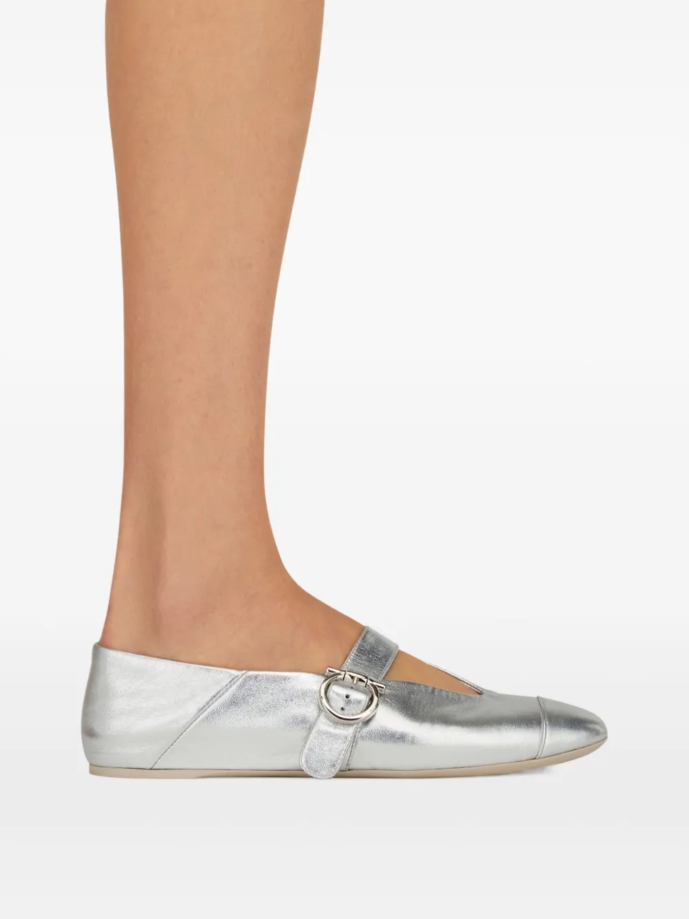 Ferragamo Gancini ballet flats Silver