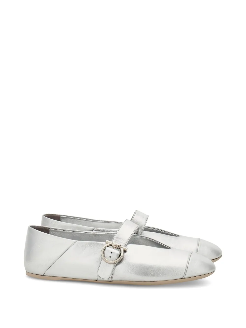 Ferragamo Gancini ballet flats Silver