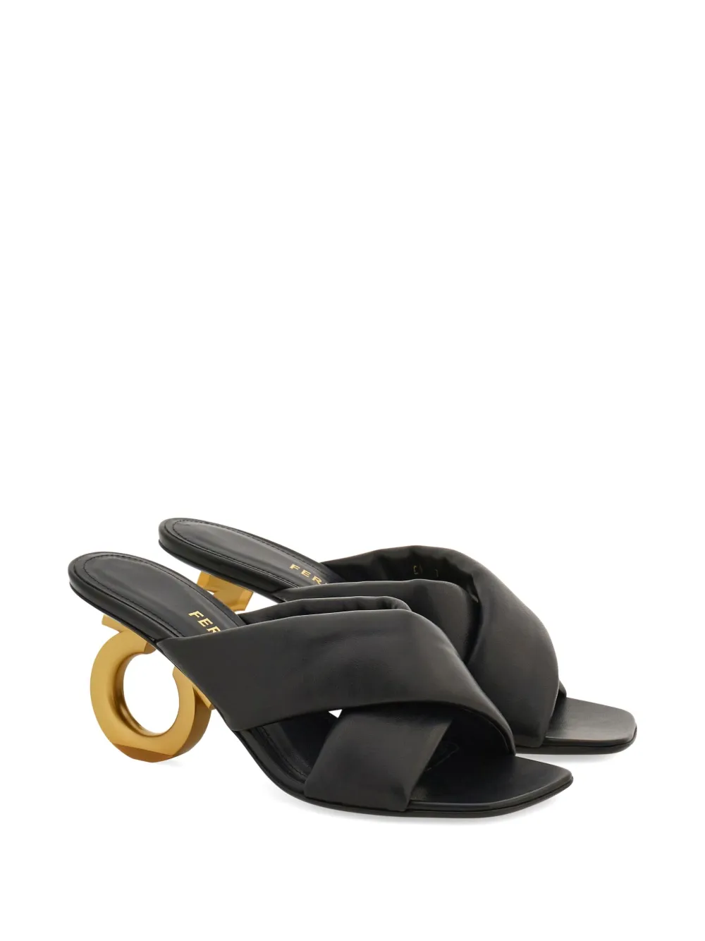 Ferragamo Gancini-heel padded mules Black