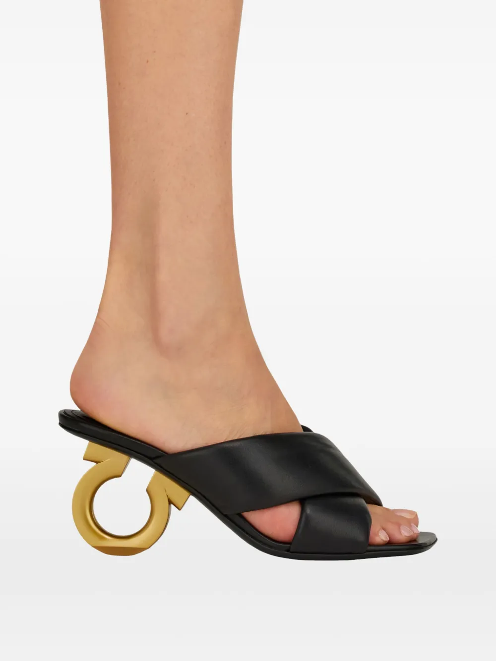 Ferragamo Gancini-heel padded mules Black