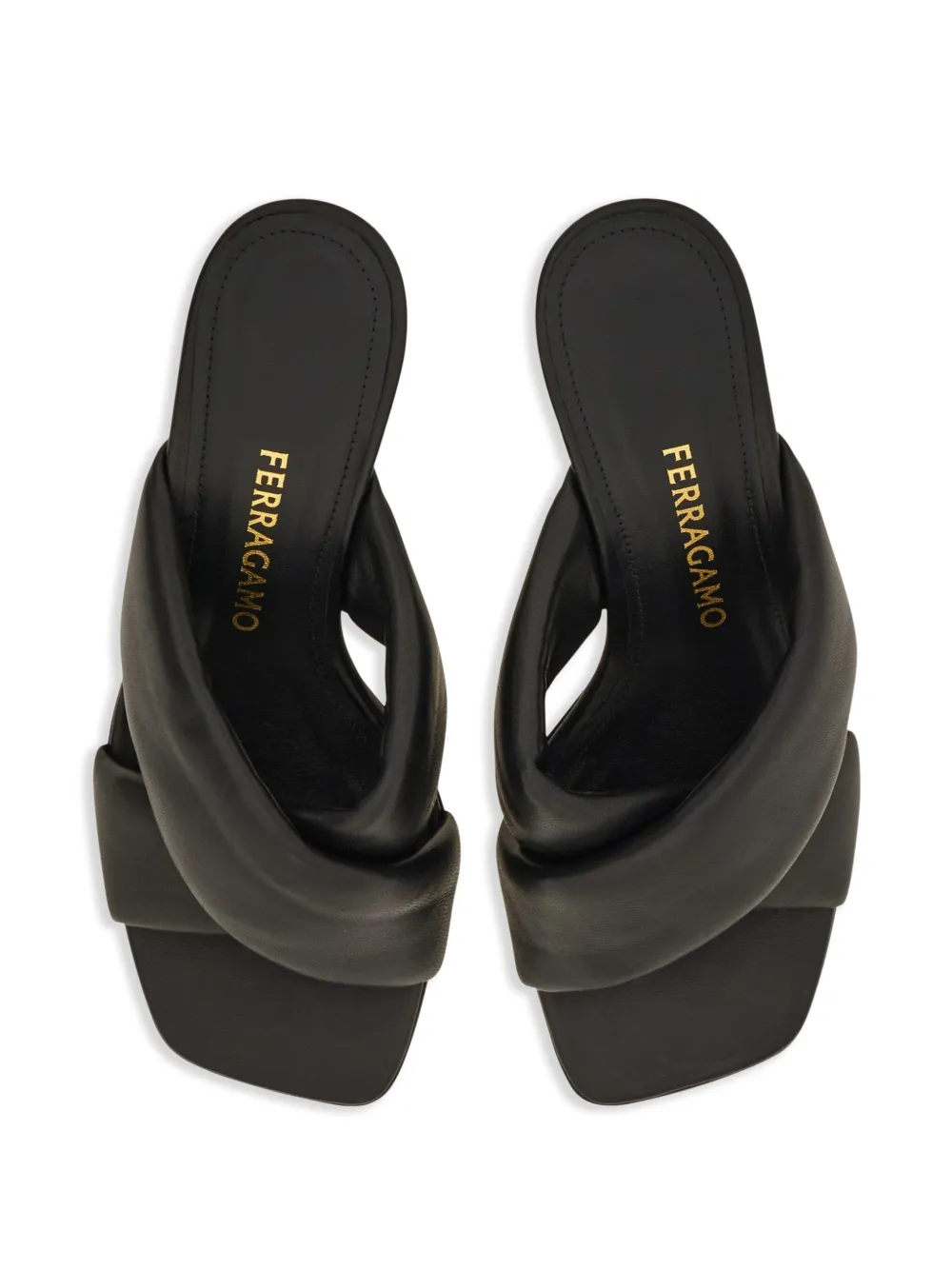 Ferragamo Gancini-heel padded mules Black