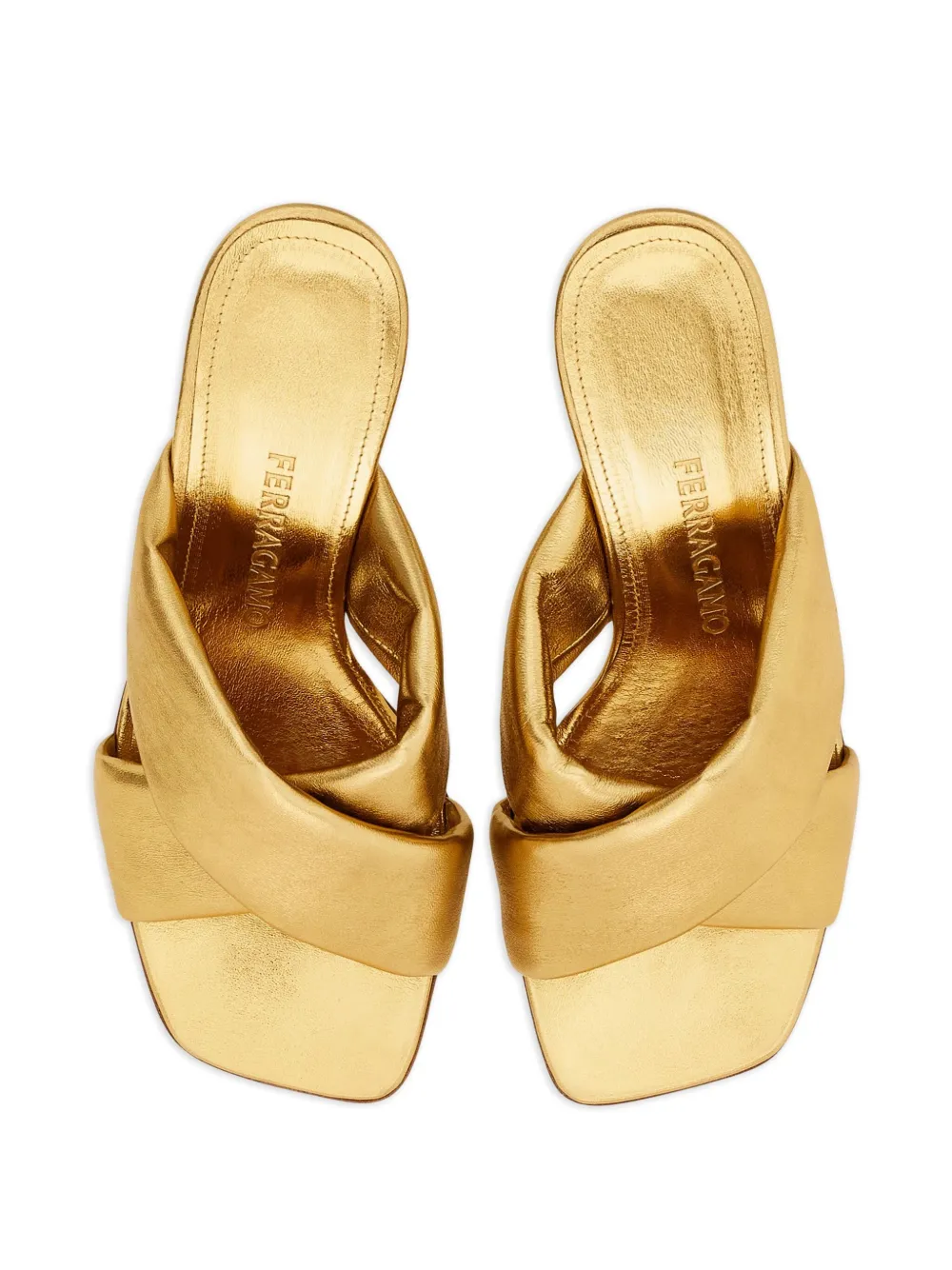 Ferragamo Gancini-heel padded mules Gold