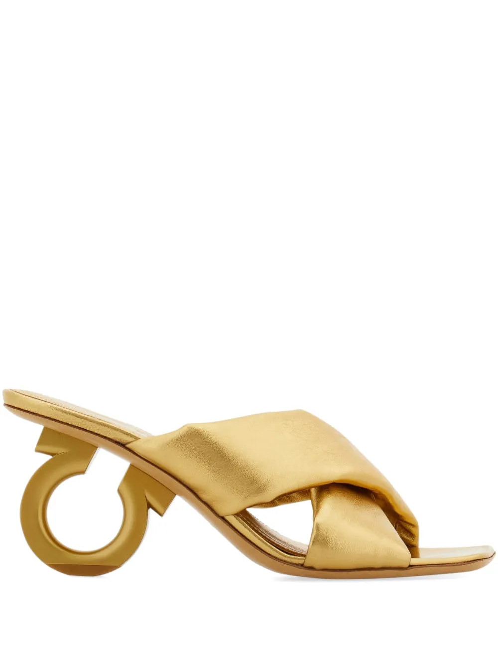 Ferragamo Gancini-heel padded mules Gold