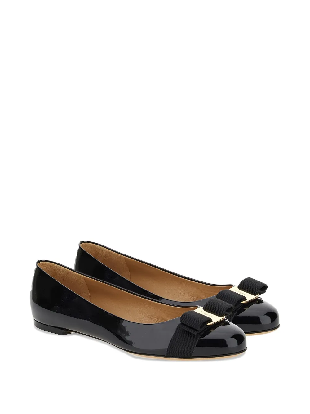 Ferragamo Varina patent ballet flats Black
