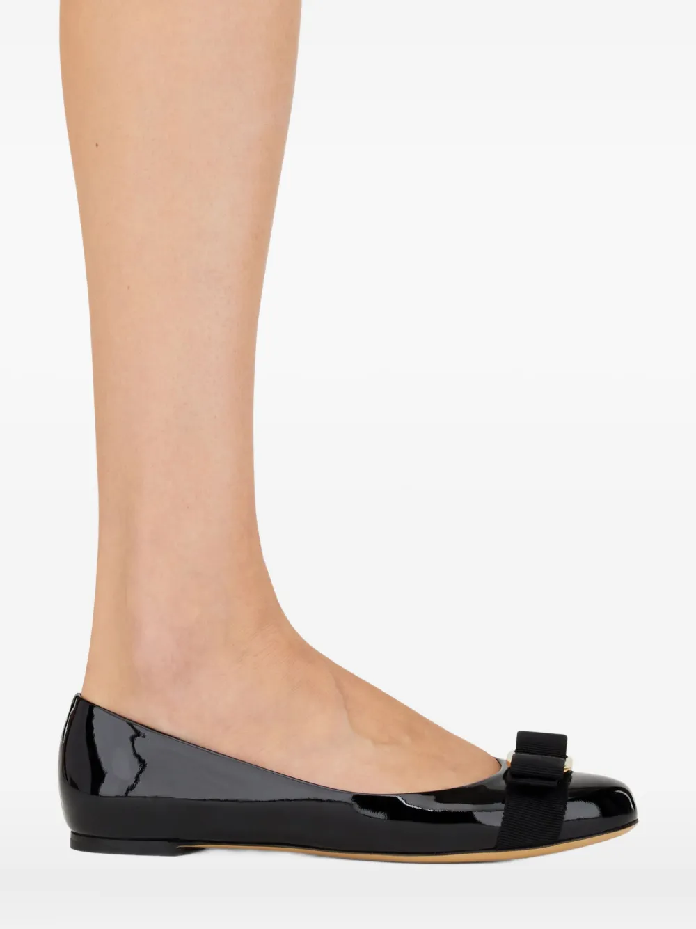 Ferragamo Varina patent ballet flats Black